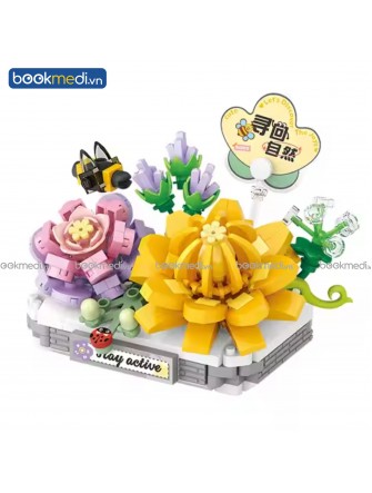 Đồ Chơi Lắp Ráp Mô Hình Chậu Hoa Sen Đá (Jade Lotus) Hãng Loz